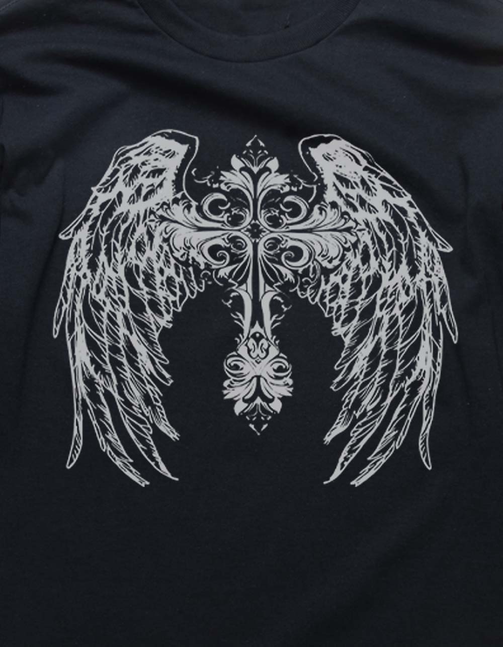 WINGS Cross Unisex Long Sleeve Tee - BLACK