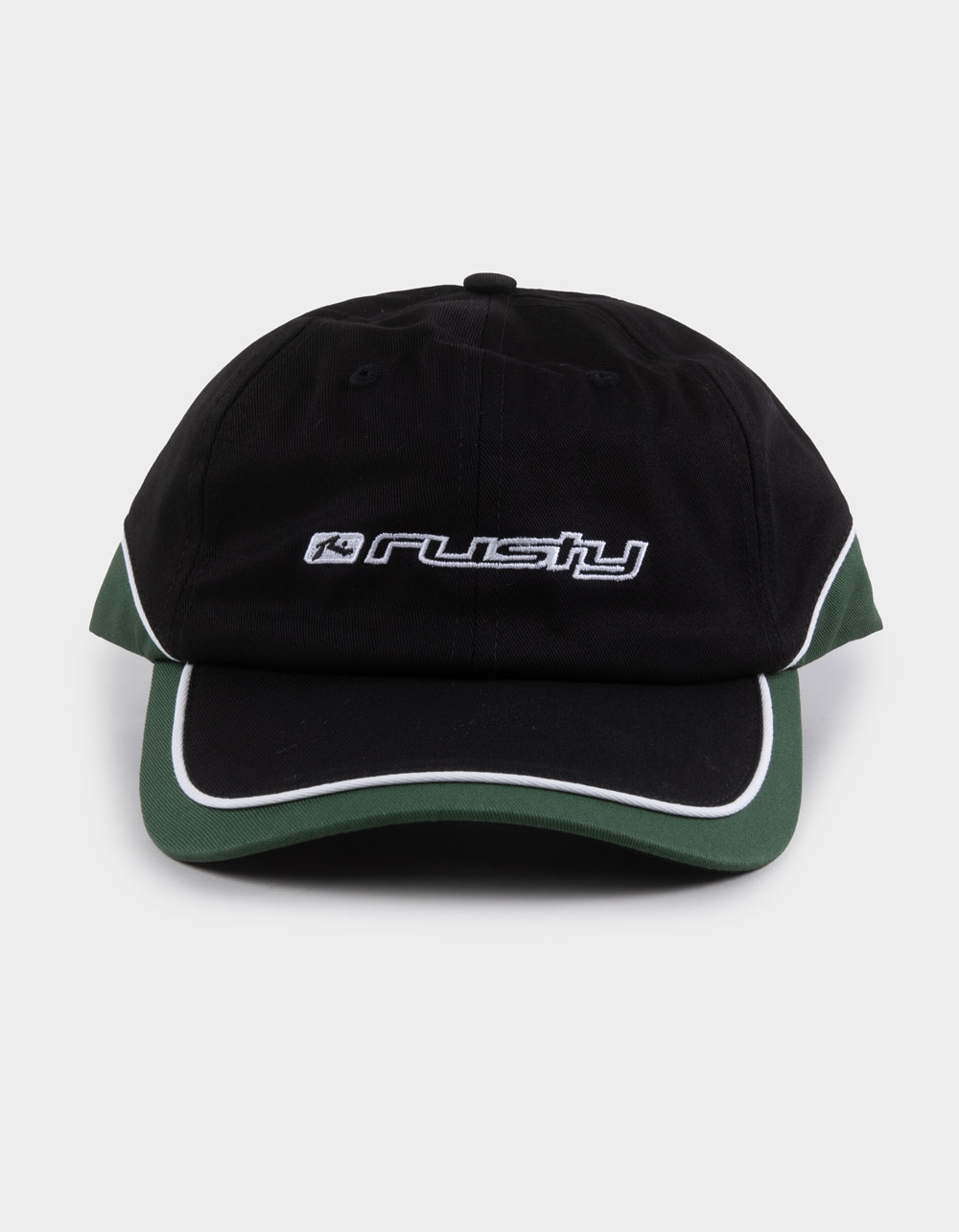 RUSTY Double Dip Dad Cap Strapback Hat - BLACK COMBO
