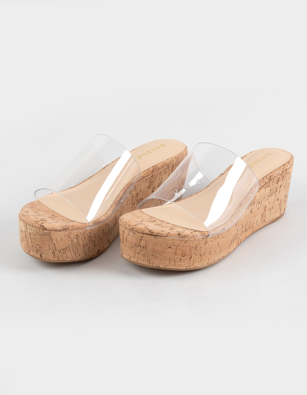 BAMBOO Beyond Womens Wedge Sandals - CLEAR