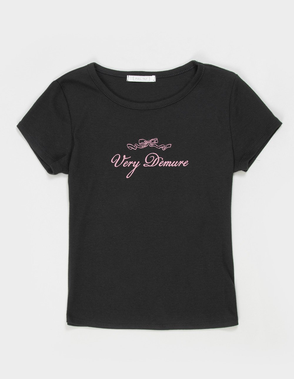 FULL TILT Demure Girls Baby Tee - WASHED BLACK