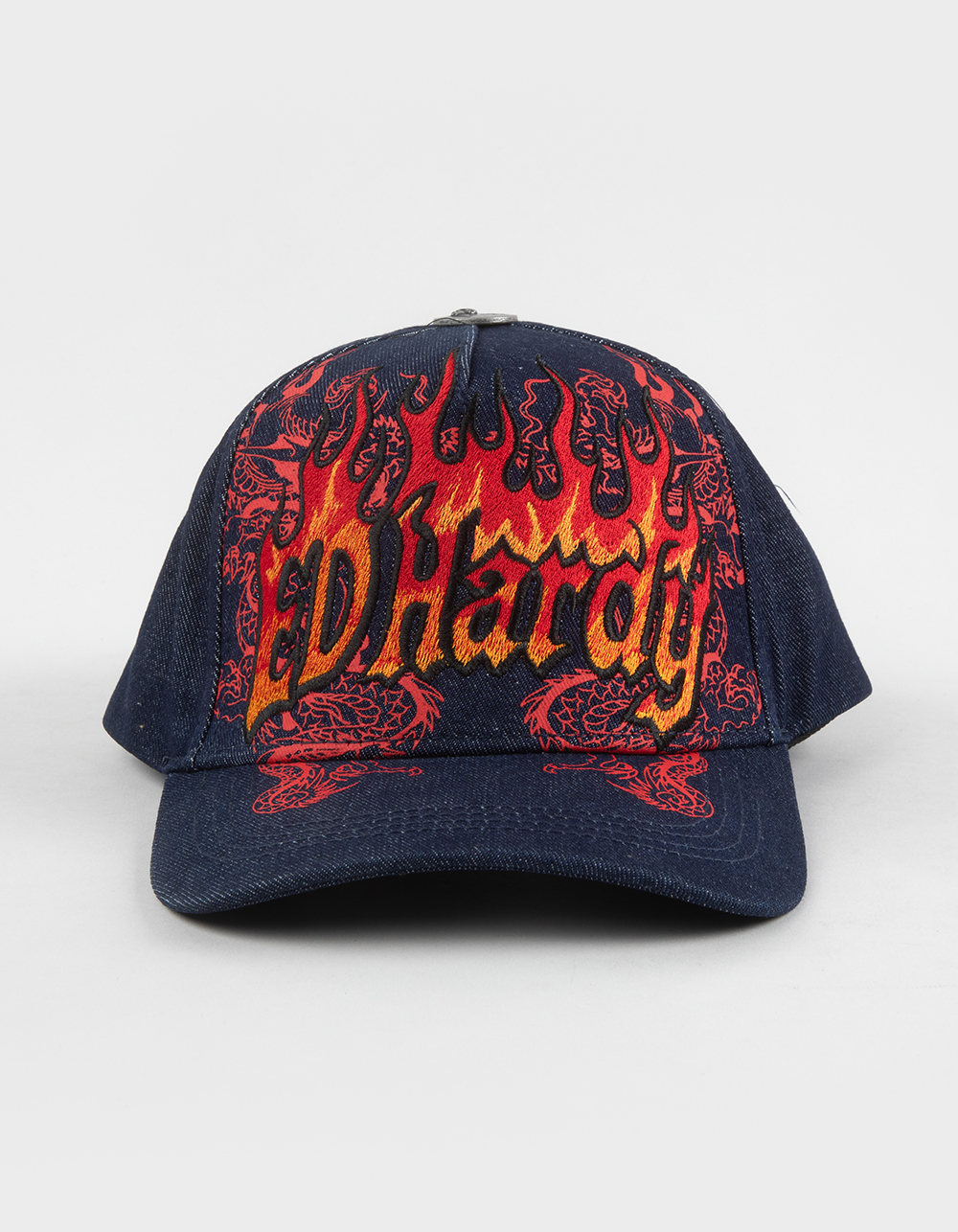 ED HARDY Denim Flame Snapback Hat - DENIM