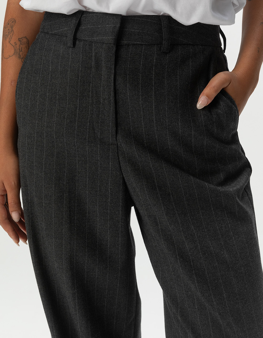 JJXX Mary High Waisted Womens Trouser Pants - DARK GRAY