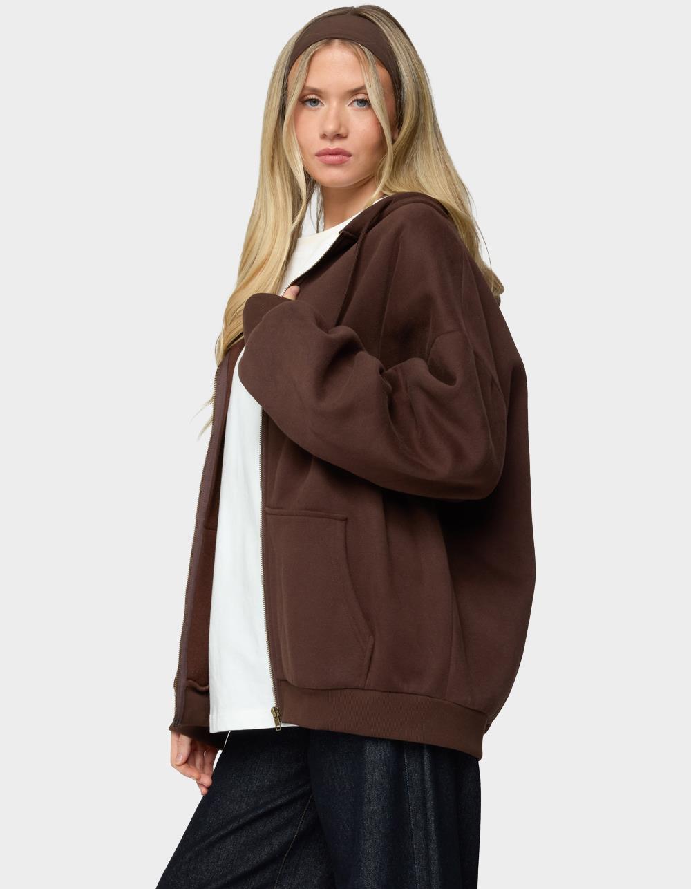 EDIKTED Elvie Oversized Hoodie - BROWN
