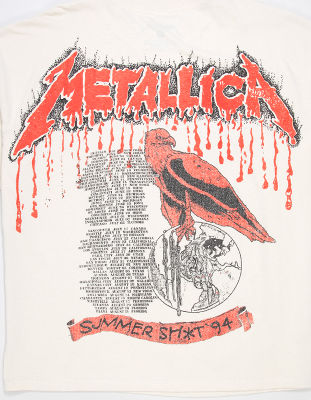 METALLICA Tour Mens Boxy Tee - CREAM