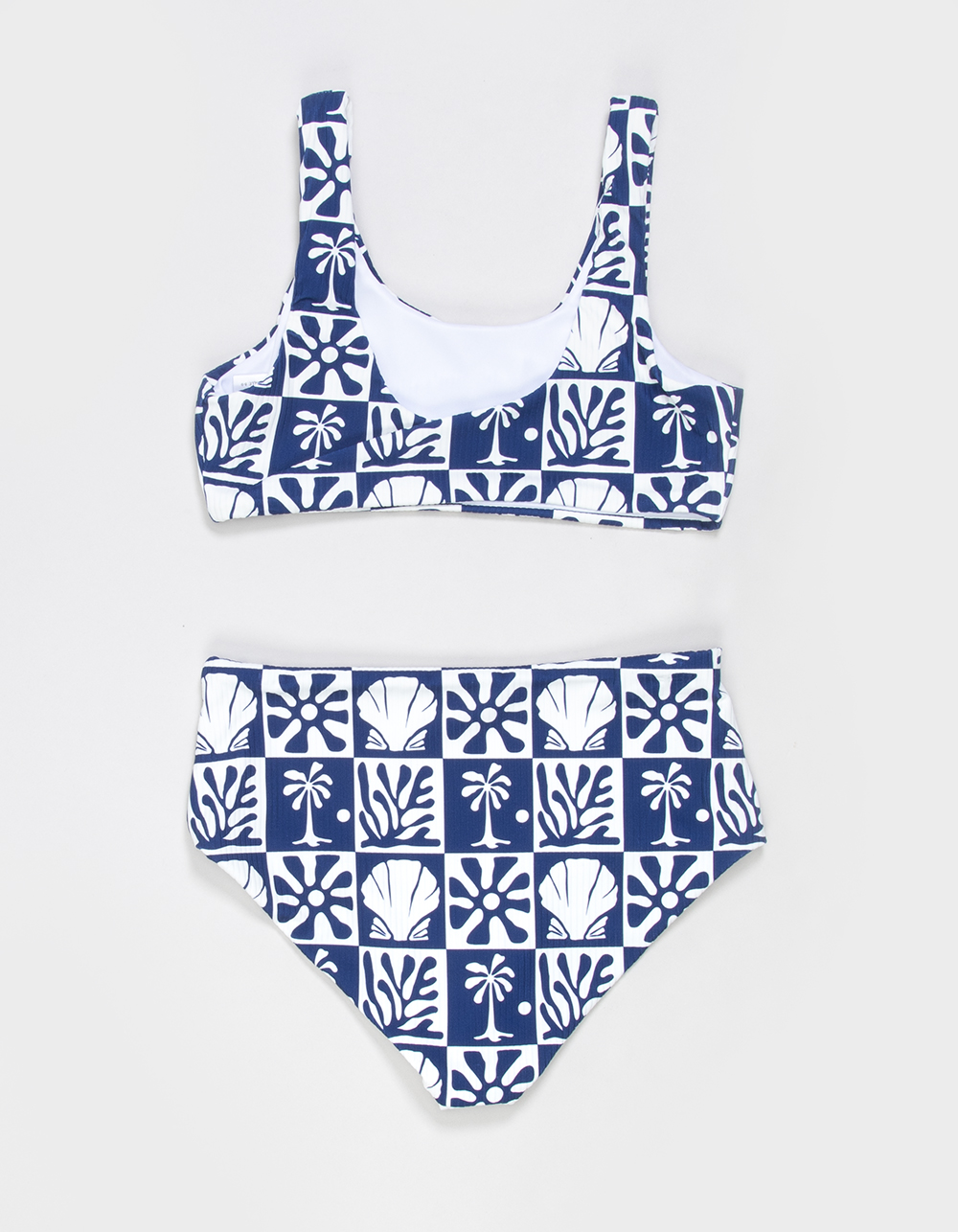 SEAESTA SURF Beach Checks Girls Bralette Bikini Set - NAVY COMBO