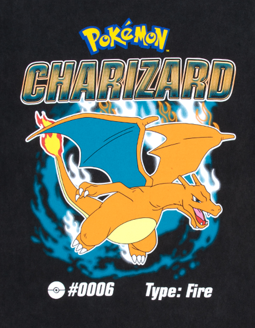 POKEMON Charizard Mens Boxy Tee - WASHED BLACK