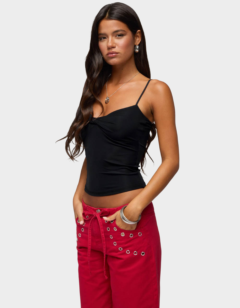 EDIKTED Pyper Twisted Tank Top - BLACK