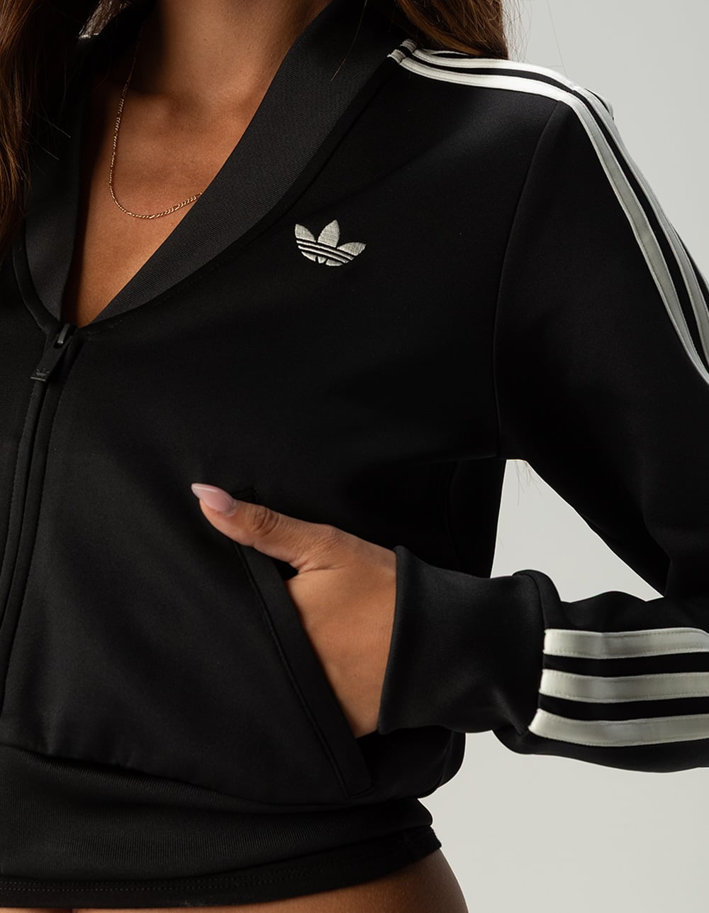 ADIDAS Originals Womens V-Neck Superstar Track Top - BLACK