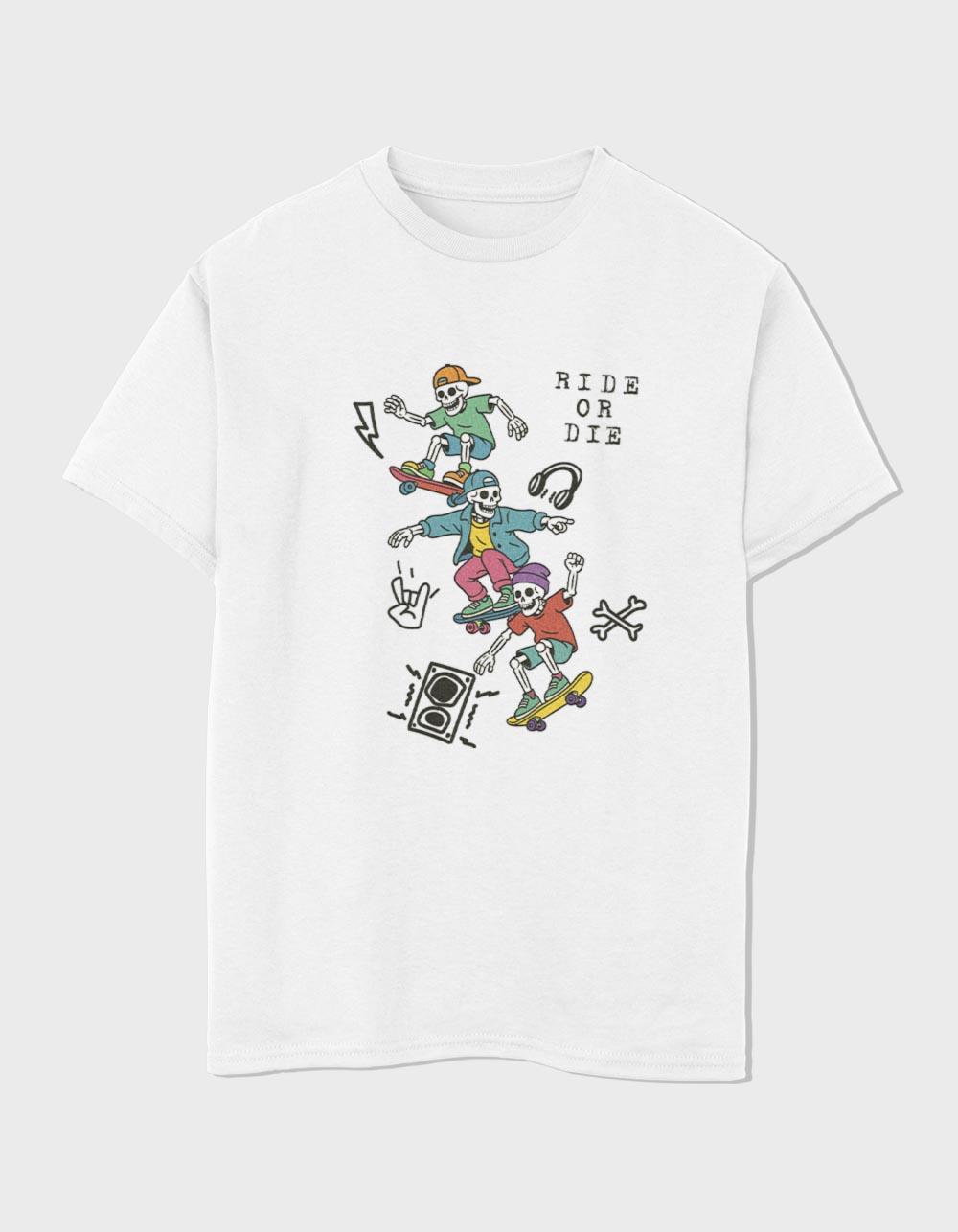 SKATE Ride Or Die Boys Tee - WHITE