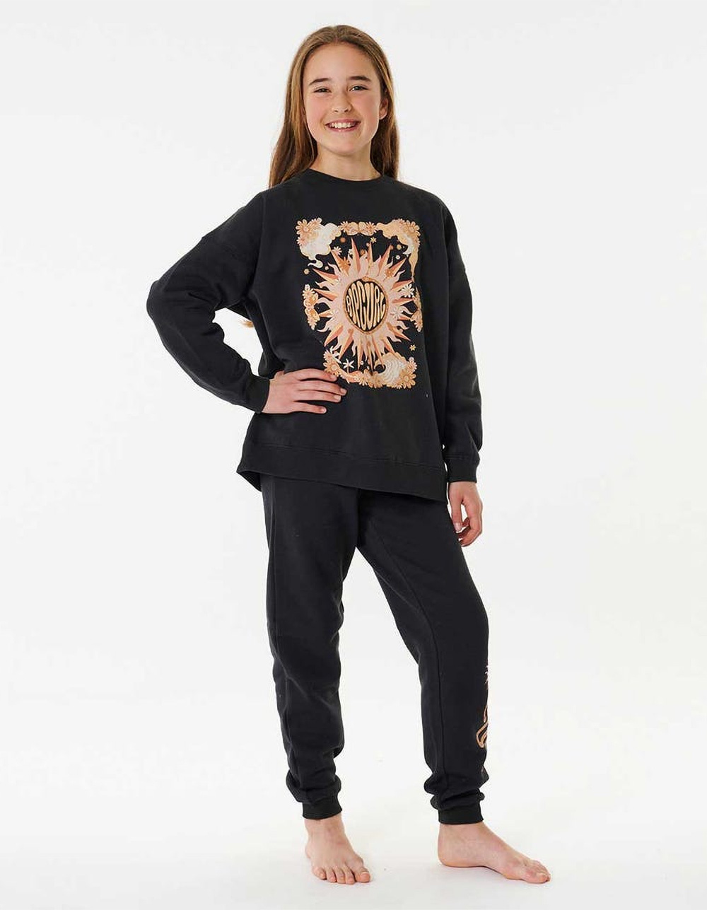 RIP CURL Sun Catcher Girls Crewneck Sweatshirt WASHED BLACK Tillys