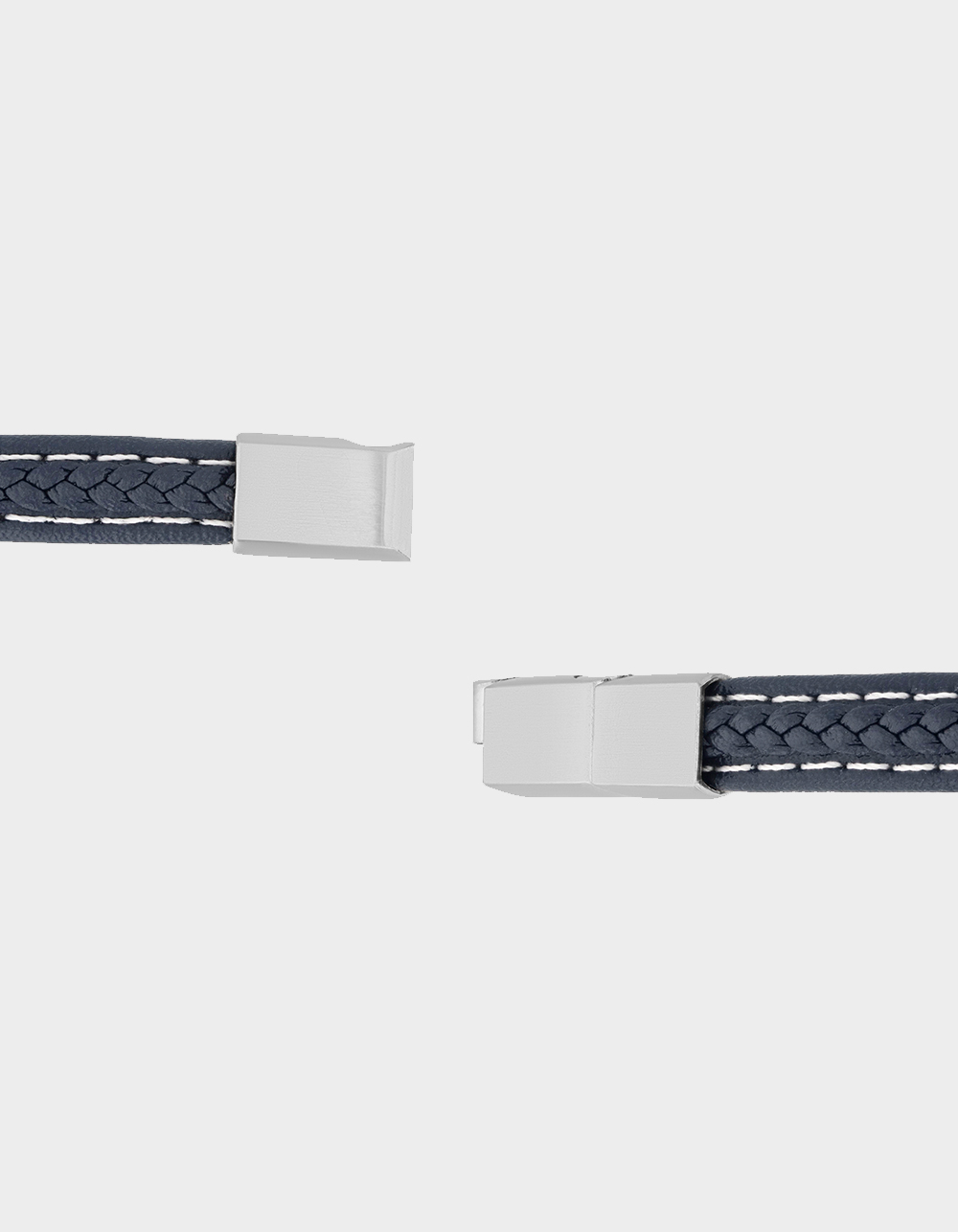 STEEL NATION Stainless Steel With Blue Faux Leather Bracelet - BLUE