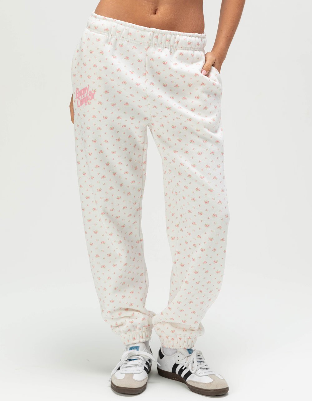 HAPPY CAMP3R Garden Confetti Womens Jogger Sweatpants - WHITE