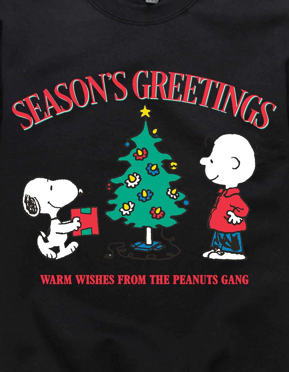 PEANUTS Season's Greetings Unisex Crewneck Sweatshirt - BLACK