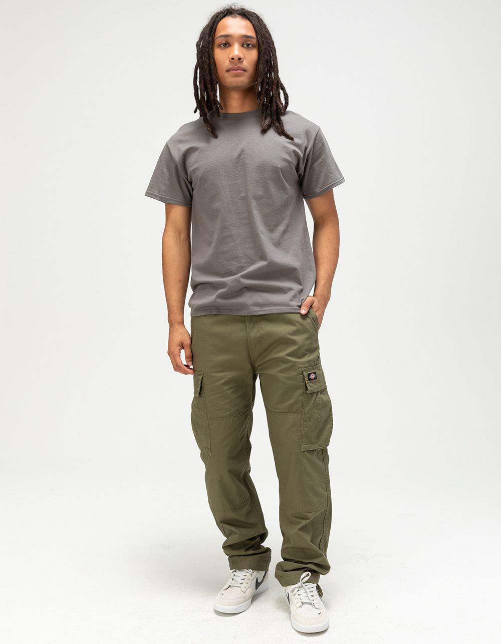 DICKIES Eagle Bend Relaxed Fit Double Knee Mens Cargo Pants - OLIVE