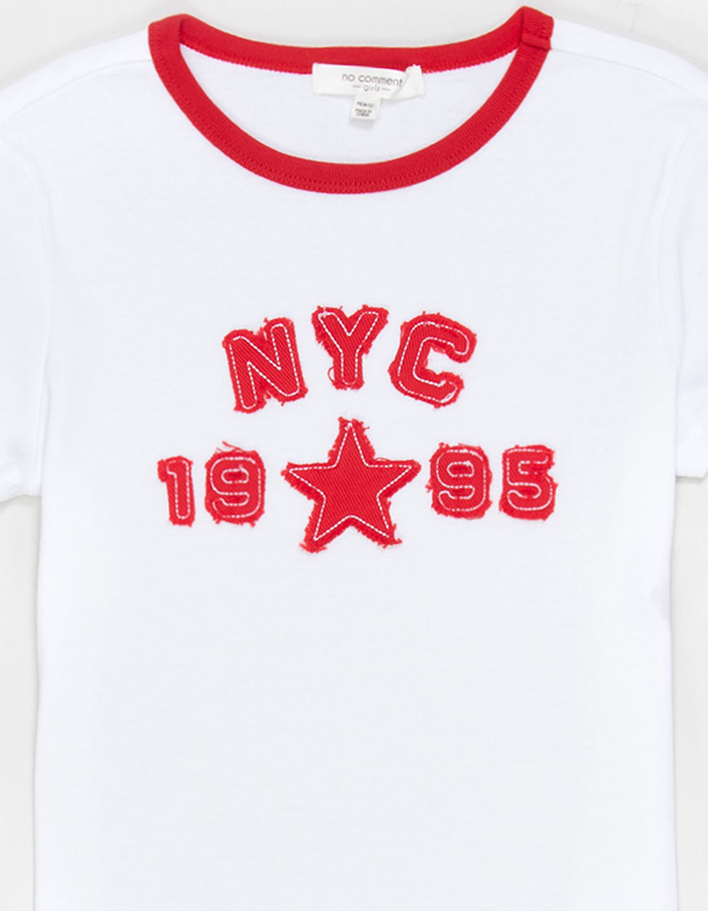 NO COMMENT NY 1995 Patch Girls Tee - WHT/RED