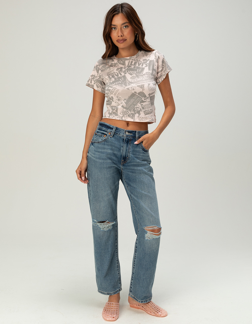 LEVI'S Premium Womens Zine Cowboy Grid Tee - BLUSH