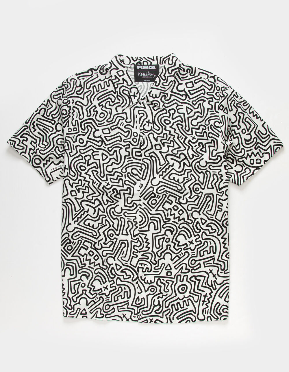 RSQ x Keith Haring Printed Mens Button Up Shirt - WHITE | Tillys