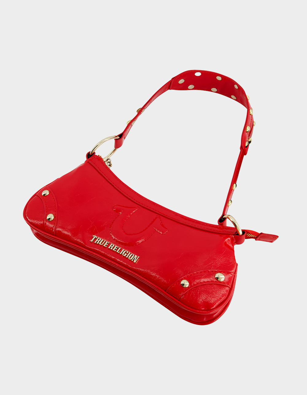 TRUE RELIGION Horseshoe Hardware Shoulder Bag - RED