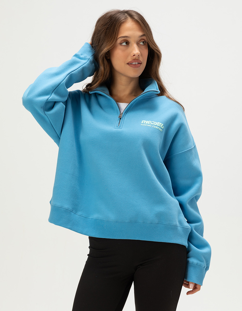 RIP CURL Surf Puff Womens Quarter Zip Sweatshirt - BLUE