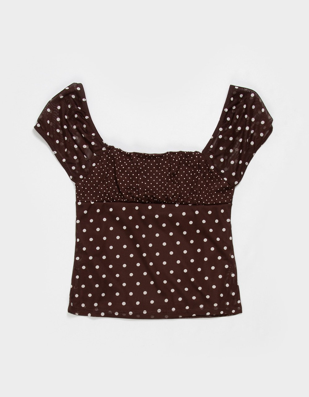 RSQ Girls Emma Mix Dot Mesh Top - BROWN
