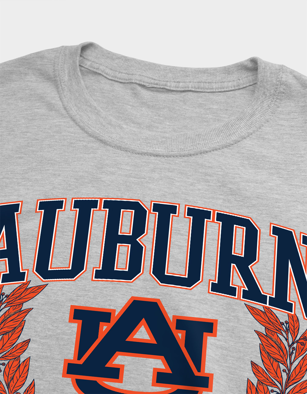AUBURN UNIVERSITY Laurels Dark Mens Tee - HEATHER GRAY