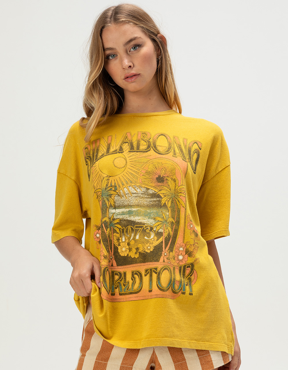 BILLABONG Between Night And Dawn Womens Boyfriend Tee - ORANGE