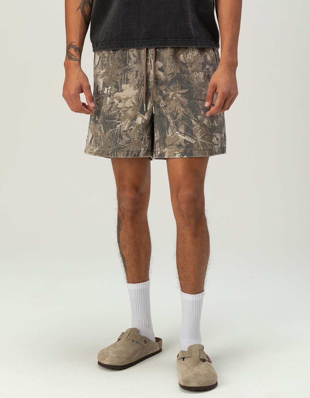 RSQ Mens Pull On Baggy Twill Shorts - CAMO