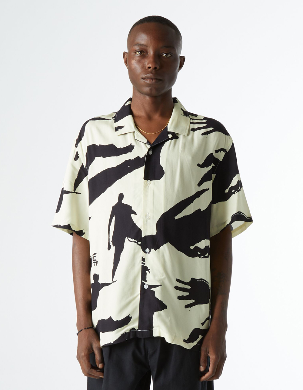 HUF x CHOCOLATE Silhouette Mens Camp Shirt - WHITE COMBO | Tillys