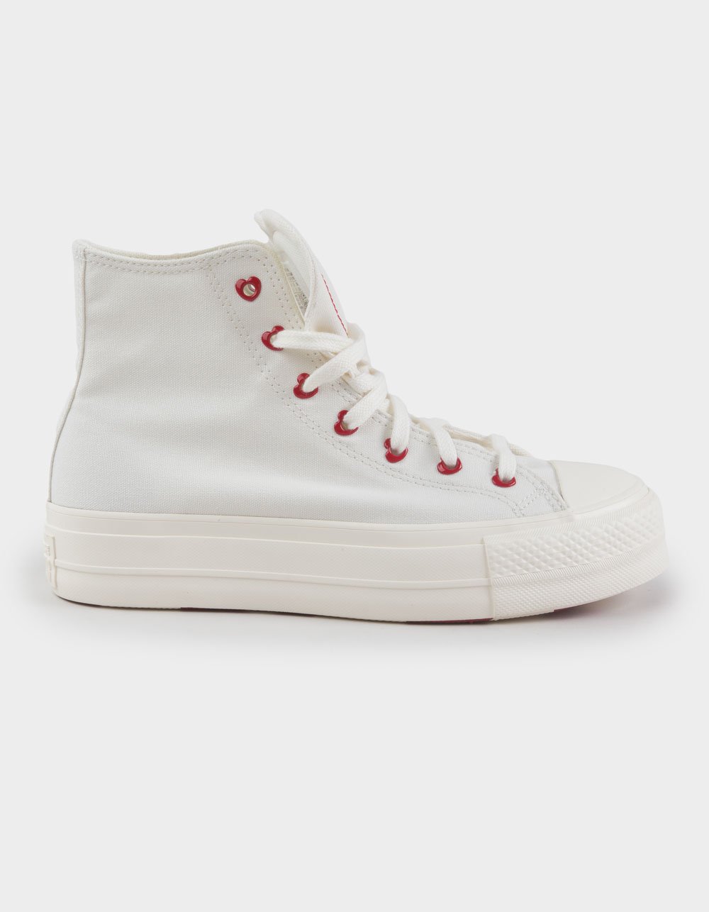 CONVERSE Chuck Taylor All Star Lift Hearts Womens High Top Platform Shoes - WHITE