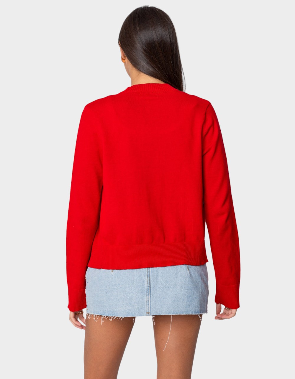 EDIKTED Hollie Button Up Cardigan - RED