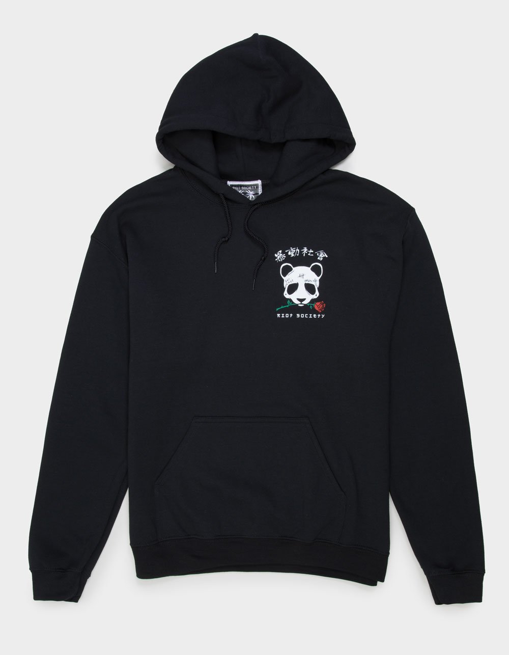 RIOT SOCIETY Panda Rose Skull Mens Hoodie - BLACK