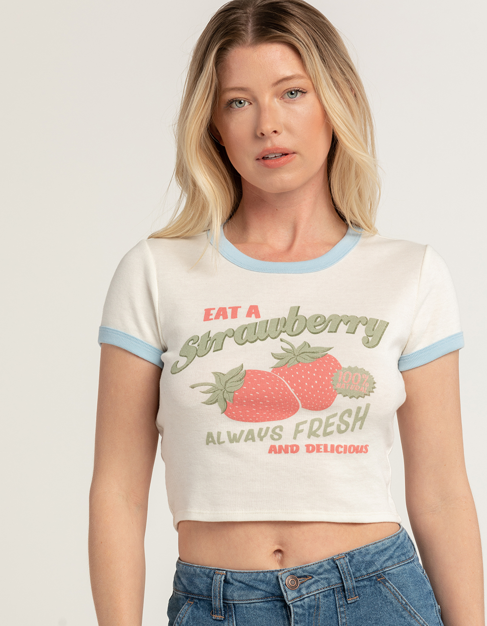 FULL TILT Strawberry Womens Ringer Tee