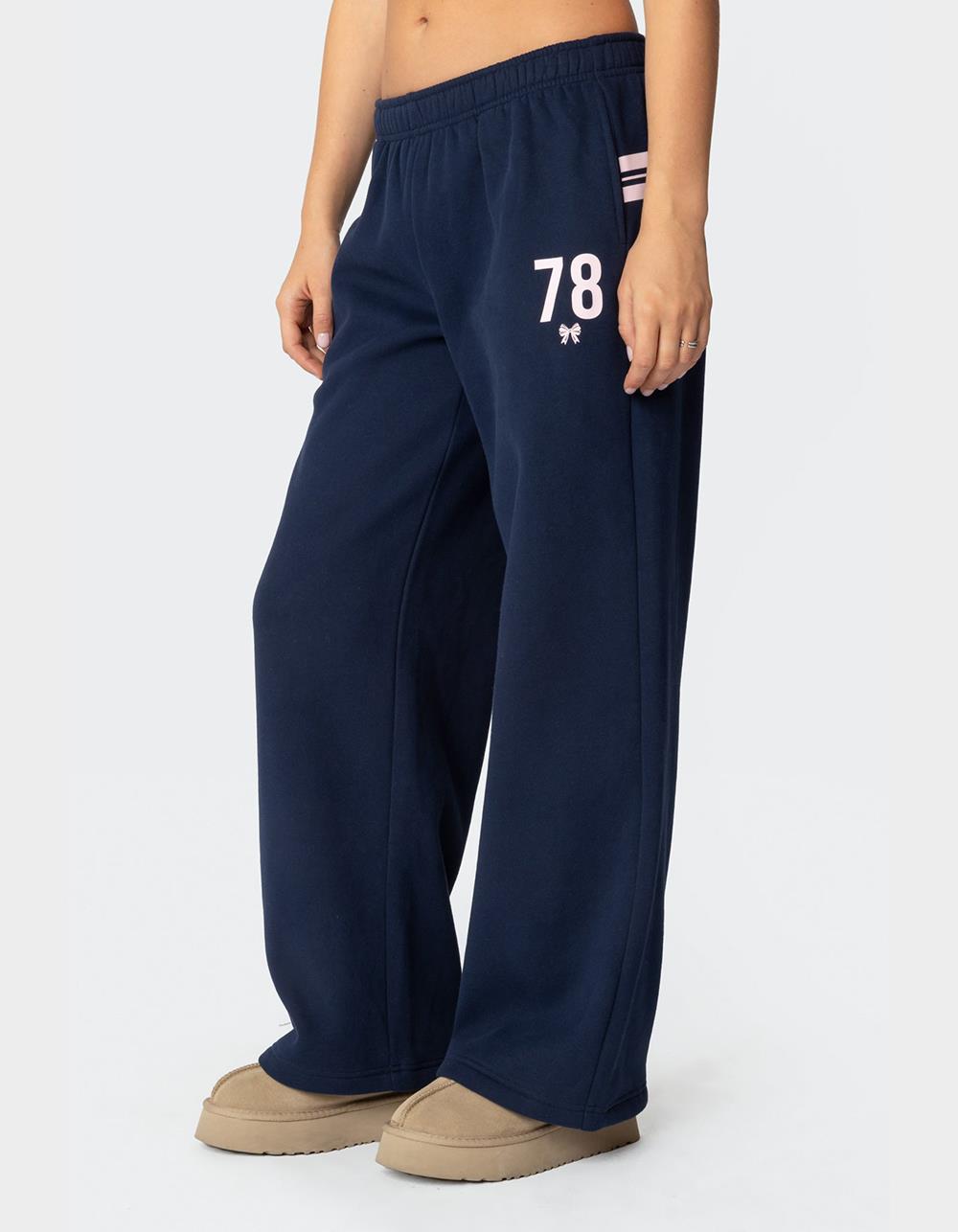 EDIKTED 78 Bow Sweatpants - NAVY