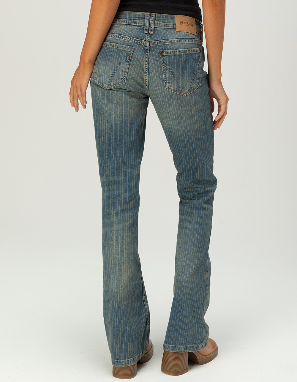 BDG Urban Outfitters Brooke Womens Low Rise Pinstripe Bootcut Jeans - STRIPE