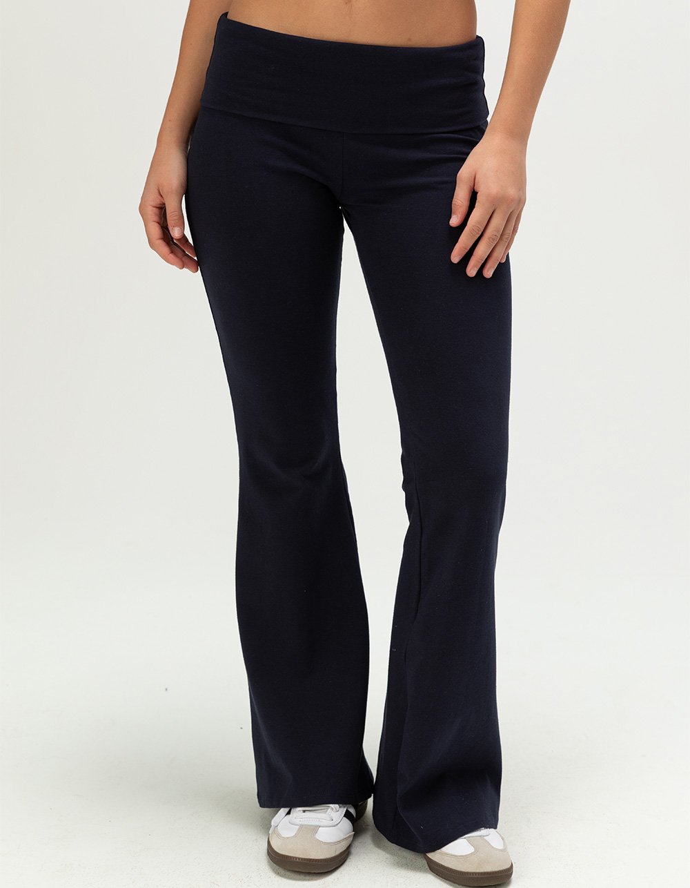 TILLYS Fold Over Flare Womens Pants - NAVY