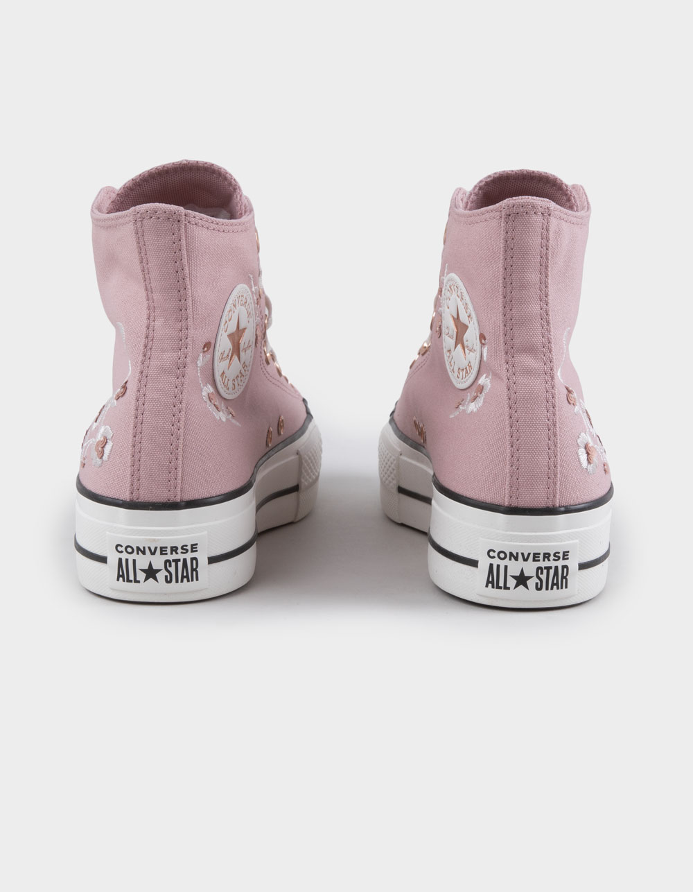 CONVERSE Chuck Taylor All Star Lift Sequin Floral Womens High Top Platform Shoes - PINK