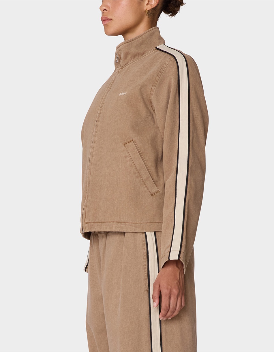 OBEY Astrid Stripe Womens Jacket - LIGHT BROWN