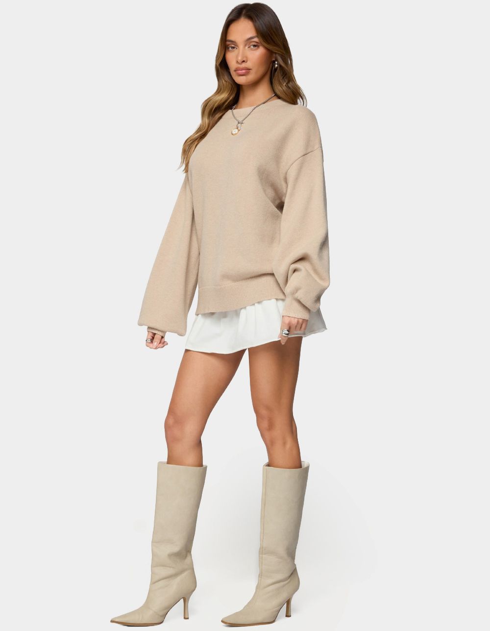 EDIKTED Aminata Oversized Sweater - BEIGE