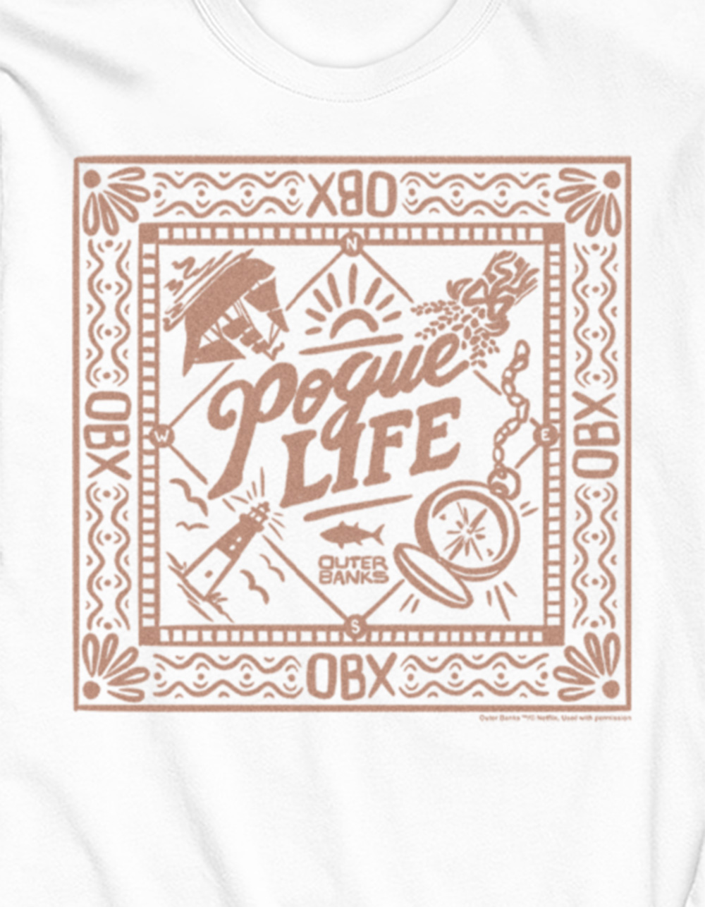 OUTER BANKS Square Badge Unisex Long Sleeve Tee - WHITE
