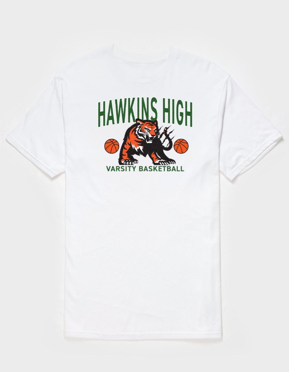 STRANGER THINGS Hawkins High Basketball Unisex Tee - WHITE