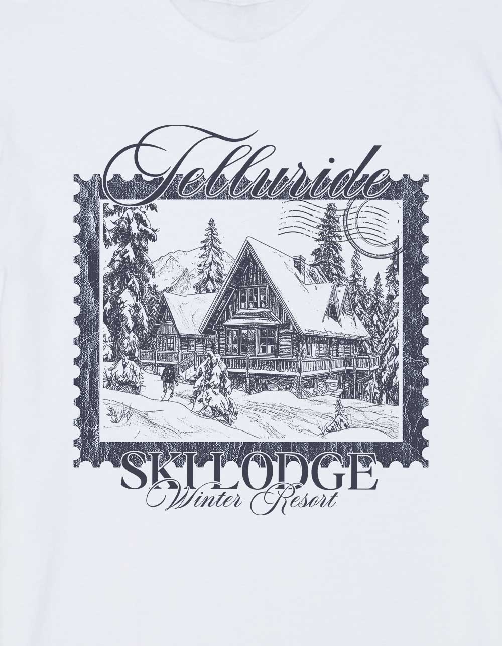 APRES Ski Telluride Lodge Unisex Tee - WHITE