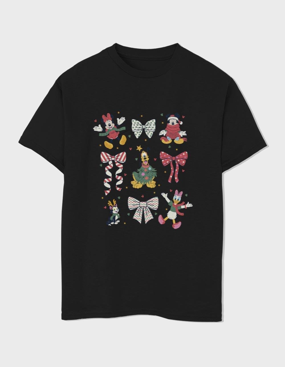 DISNEY Holiday Bows Unisex Kids Tee - BLACK