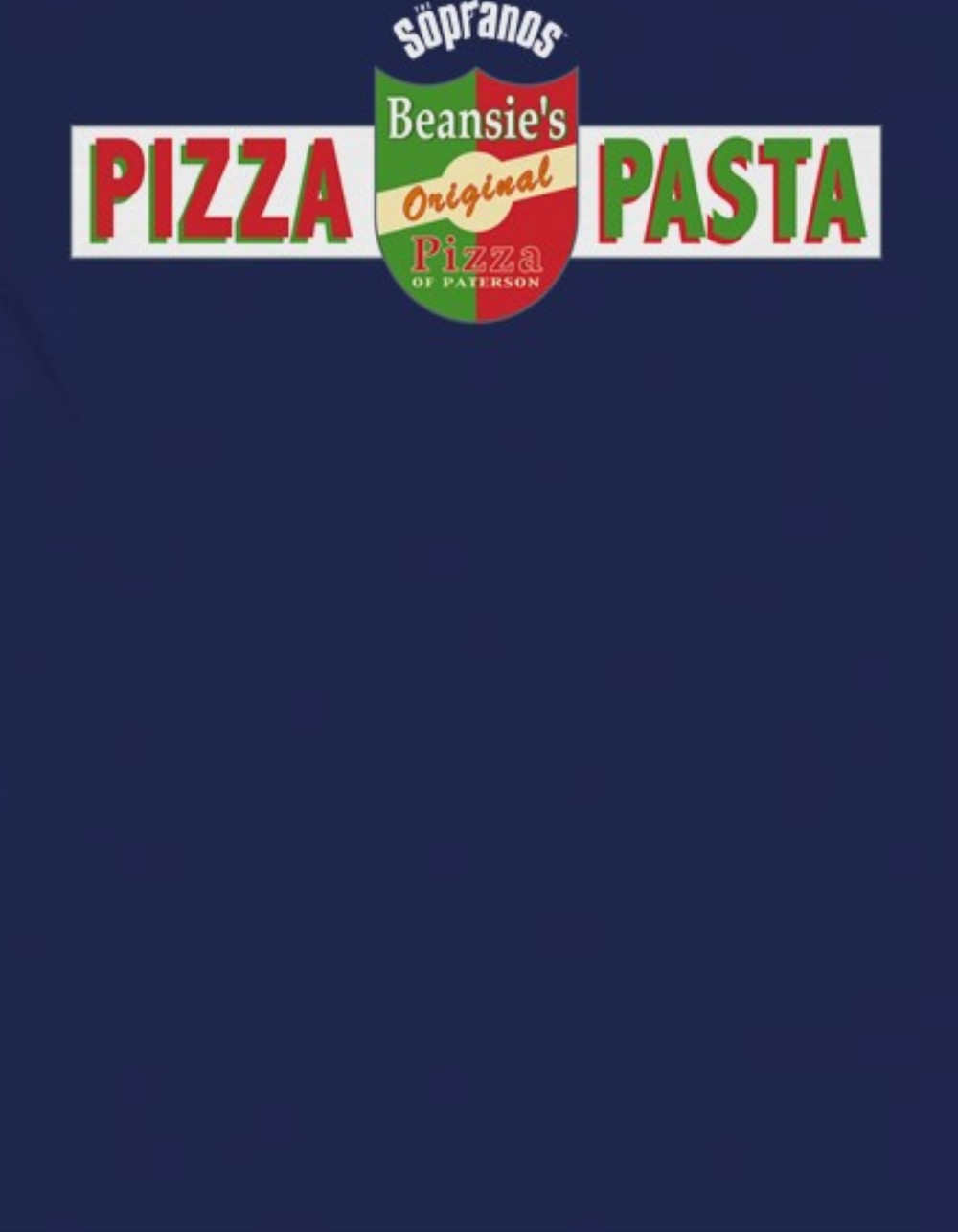 THE SOPRANOS Beansie's Pizza Pasta Unisex Tee - NAVY