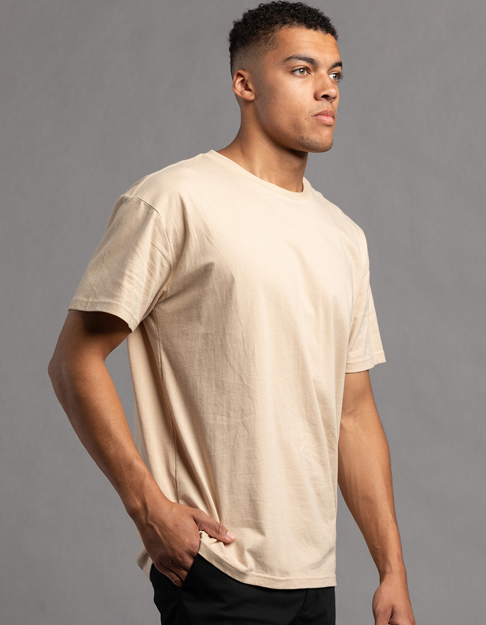 RSQ Mens Oversized Solid Tee - KHAKI