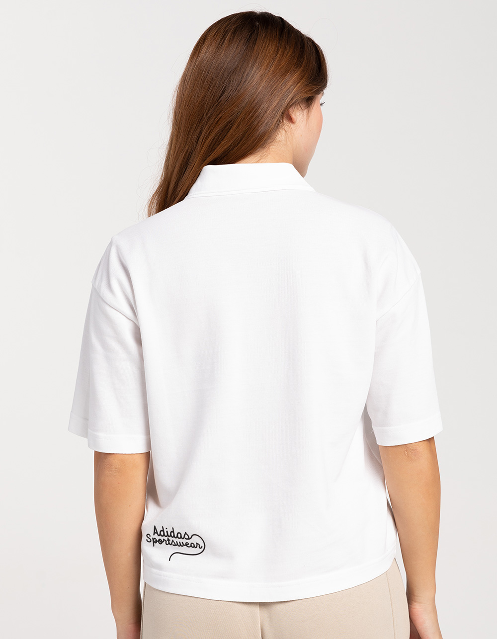 ADIDAS Scribble Embroidery Womens Polo Shirt - WHITE