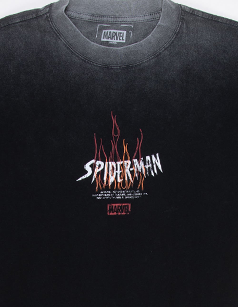 CVLA x Marvel Spider-Man Flames Mens Boxy Tee - WASHED BLACK