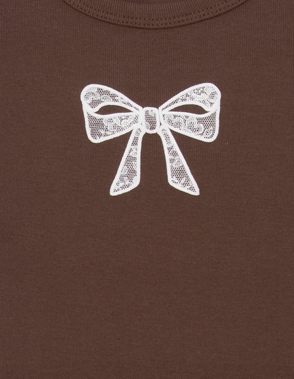 FULL TILT Lace Bow Girls Baby Tee - BROWN