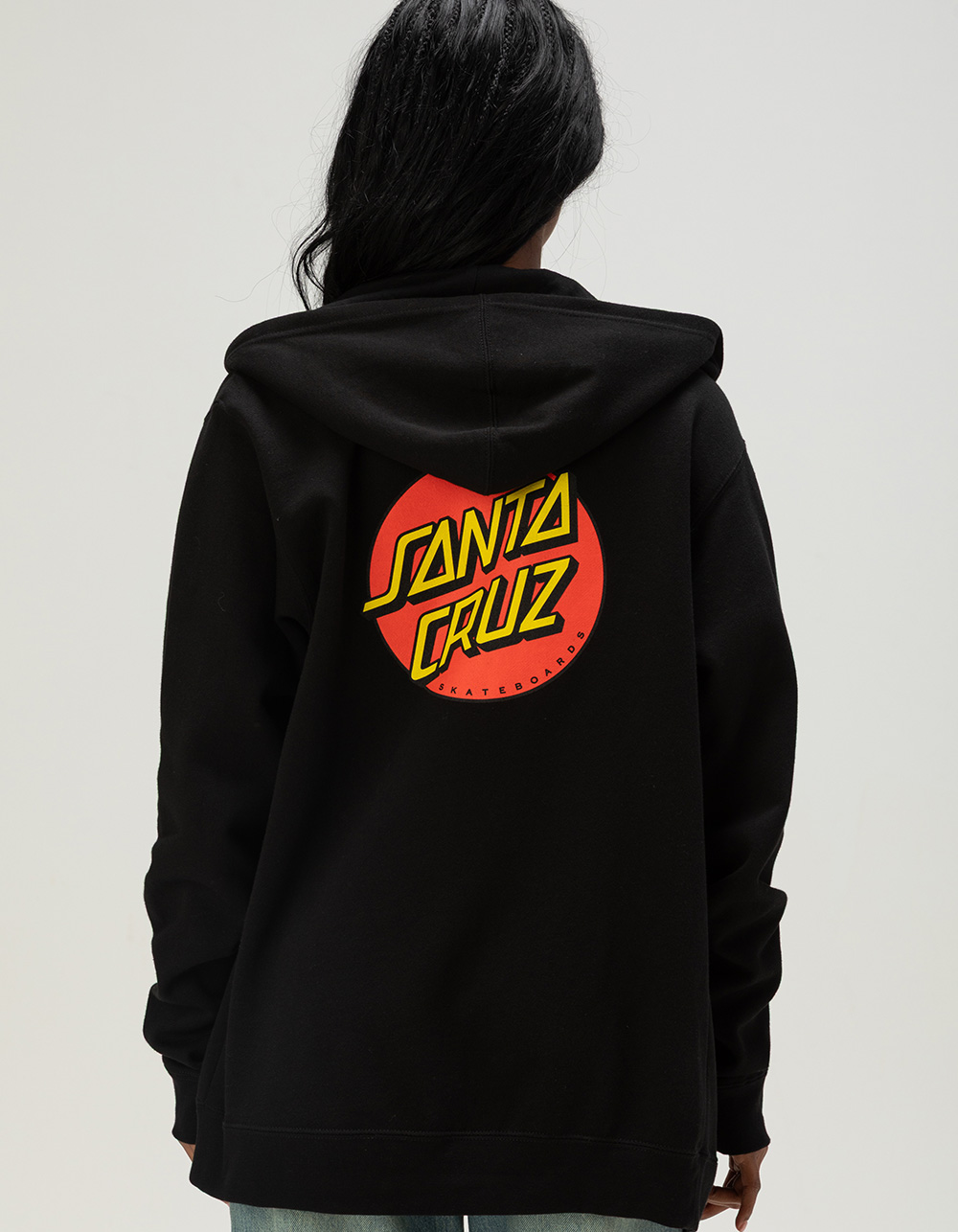 SANTA CRUZ Classic Dot Womens Zip-Up Hoodie - BLACK