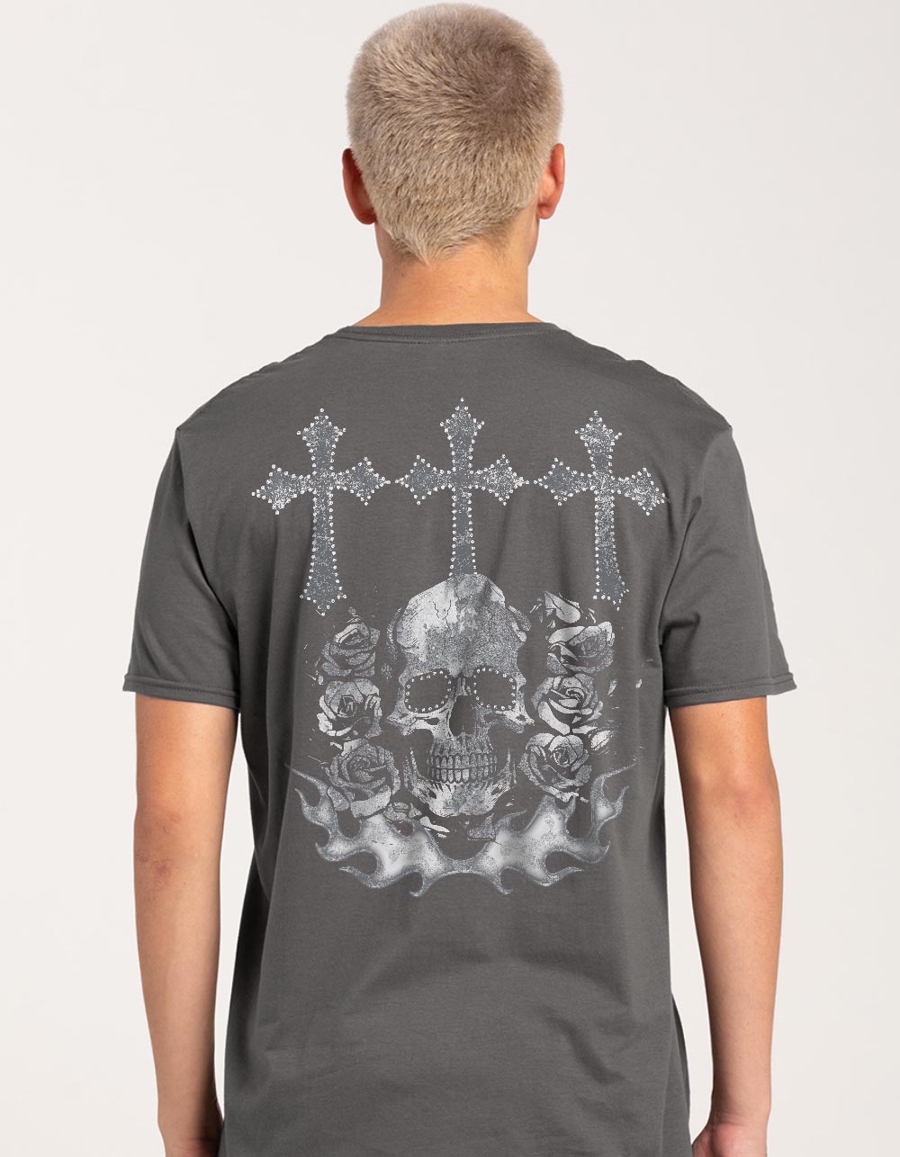 CROSS Diamond Outline Crosses Unisex Tee - CHARCOAL