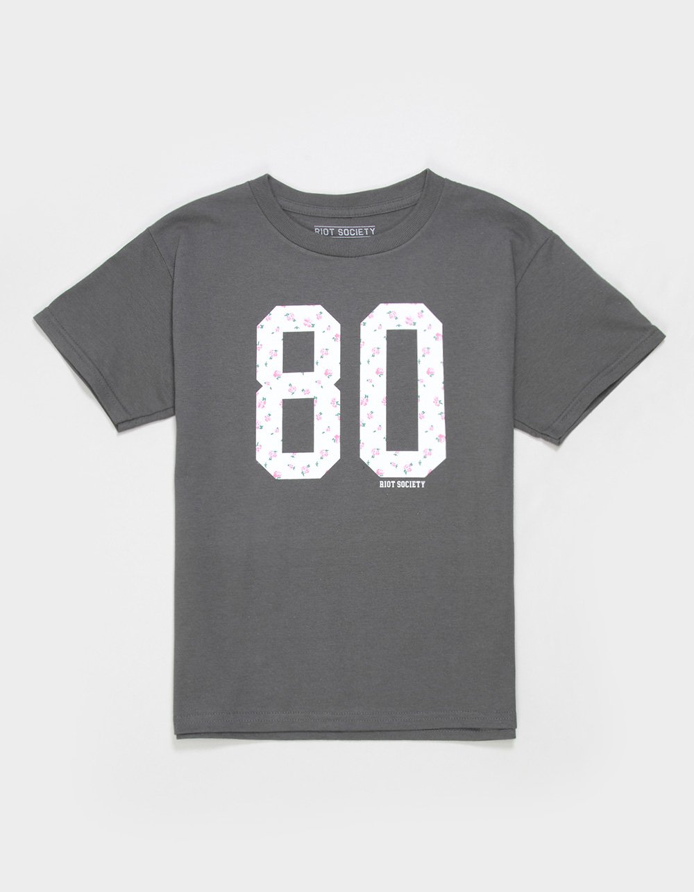 RIOT SOCIETY Ditsy 80 Girls Tee - CHARCOAL